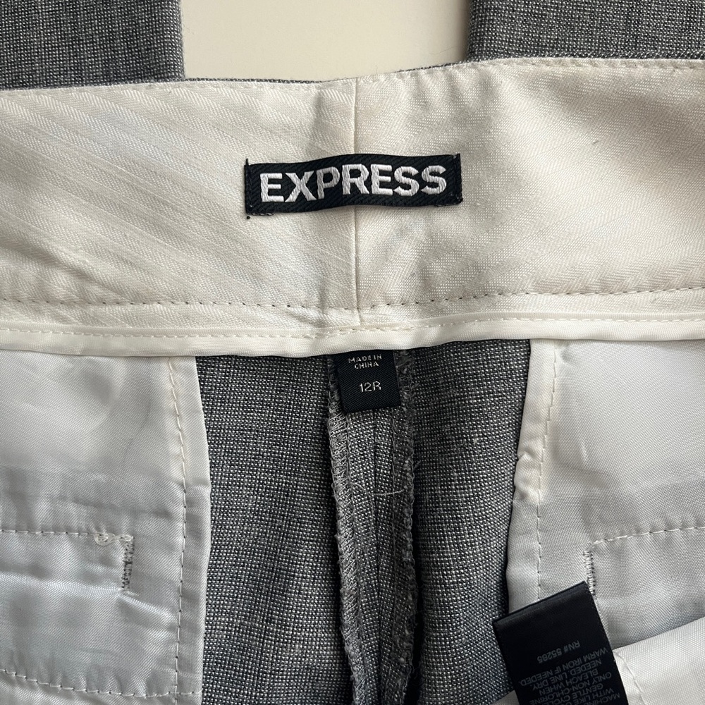Express Chambray Linen Blend Blue-Gray Wide Leg Trousers Sz 12S - Picture 4 of 11
